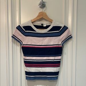Striped Multicolor Ribbed Women's Top